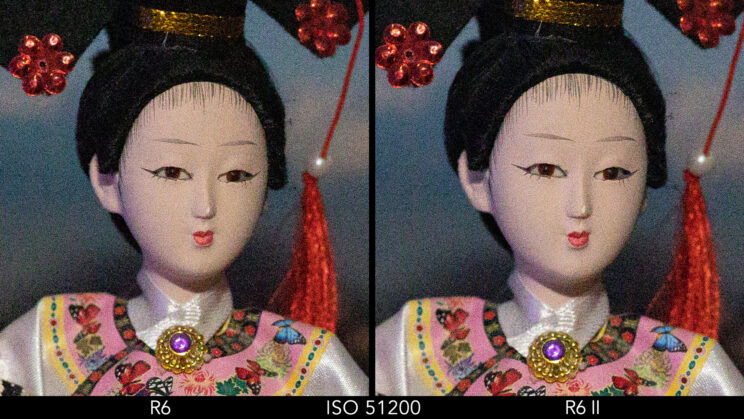 Side by side crop showing the quality at ISO 51200.