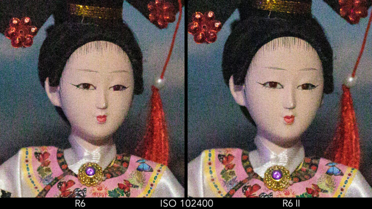 Side by side crop showing the quality at ISO 102400.