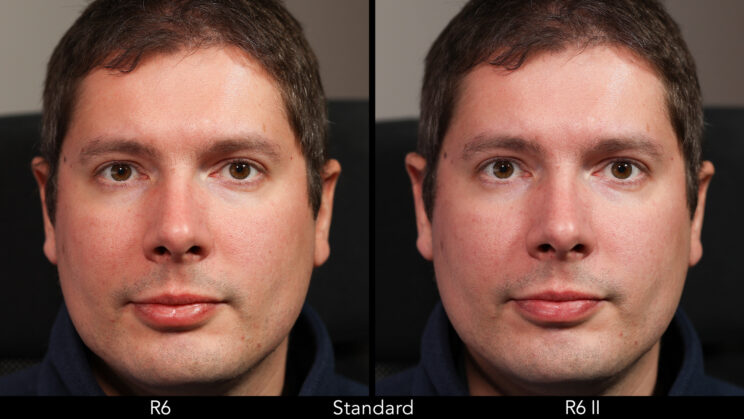 Lada a lado retrato masculino mostrando a diferença nos tons de pele com o perfil padrão