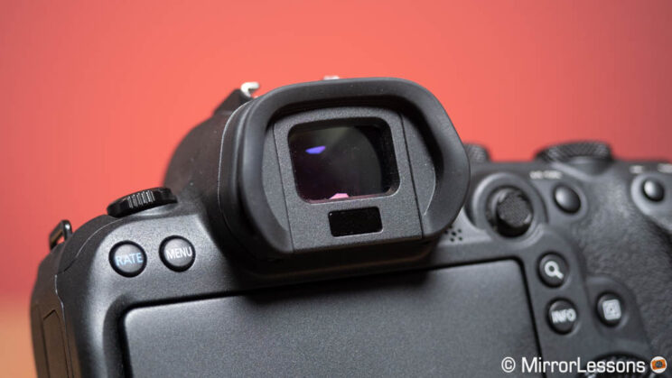 Close-up on the R6 viewfinder