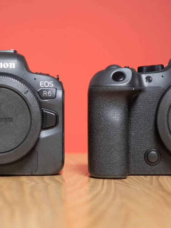 Canon R6 and R6 II side by side, front view