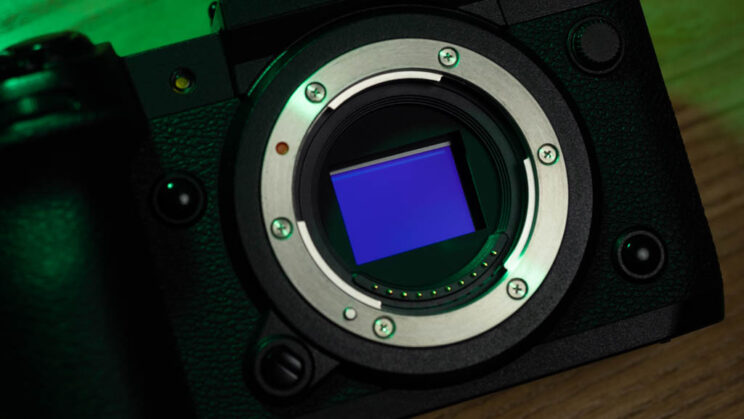 Close-up on the Fujifilm X-H2 sensor.