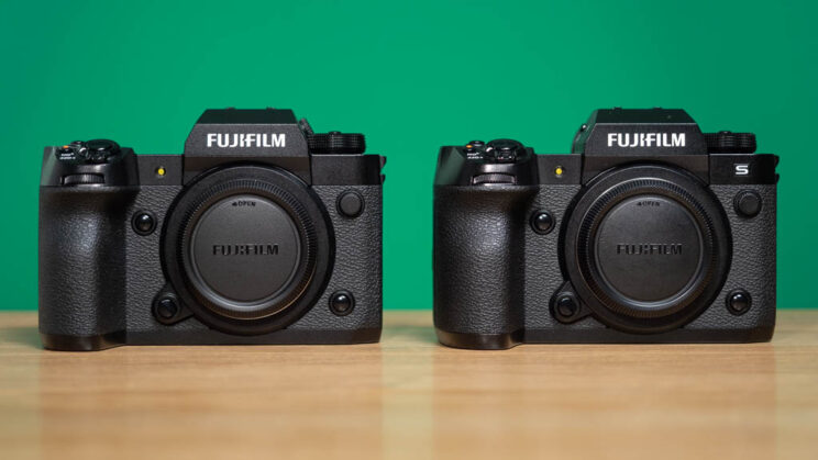 Fujifilm X-H2 and X-H2S side by side, front view