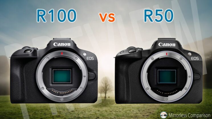 Canon R100 and R50 side by side