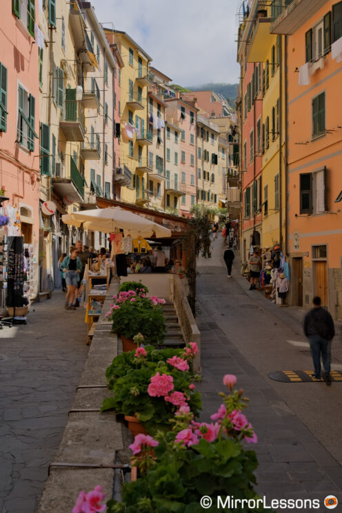 Busy street in the Cinque Terre, Italy