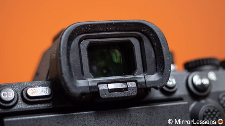 Sony A7R V viewfinder, close-up shot