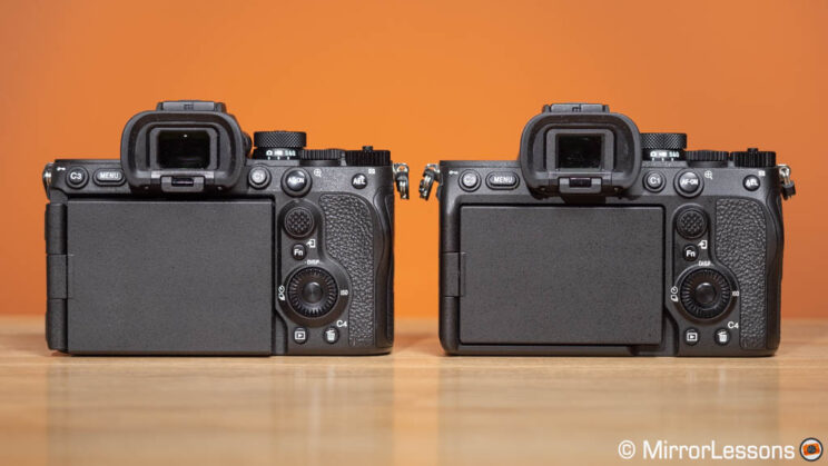 Sony A7R V and A7 IV side by side, rear view