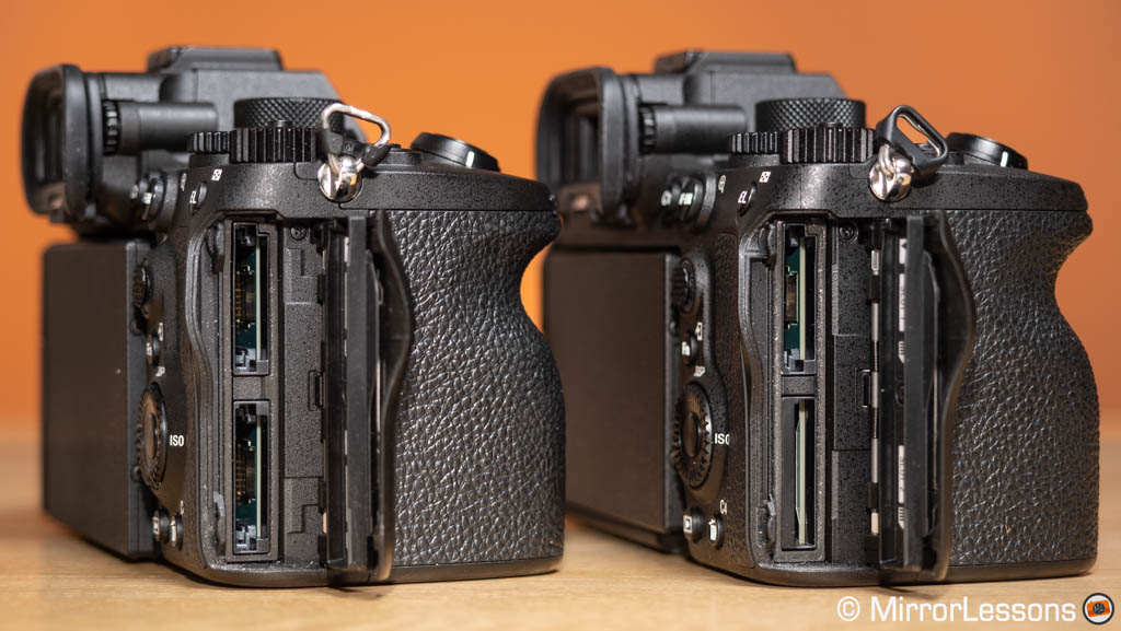 Memory card slots on the A7R V and A7 IV