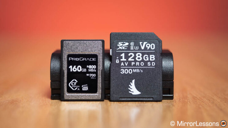 CFexpress Type A next to a SD card