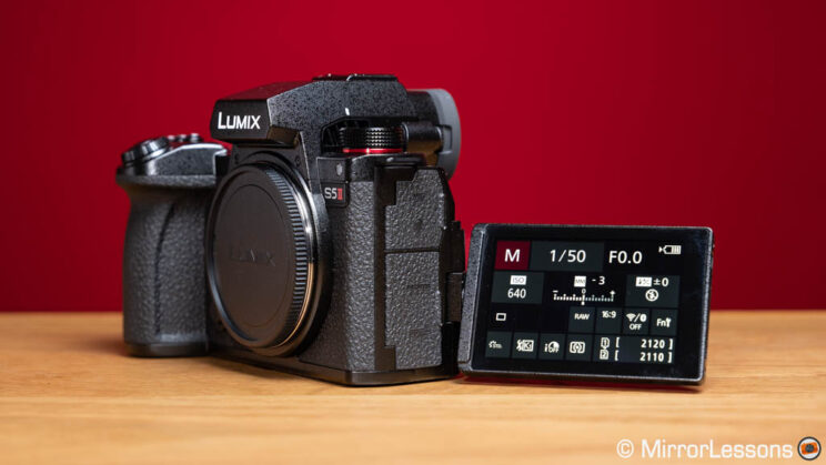 Lumix S5 II with LCD monitor opened and rotated forward