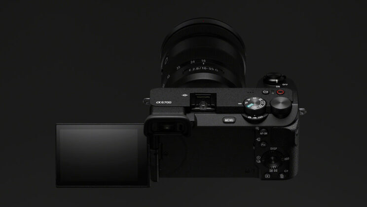 Sony A6700 with LCD screen open on the side