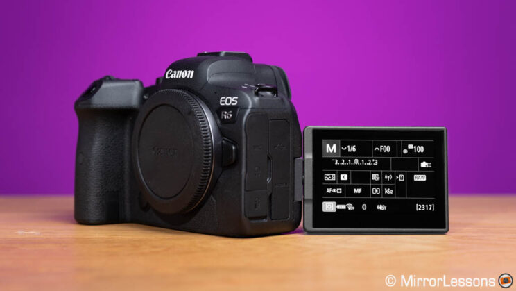 Canon R6 with LCD screen opended and flipped