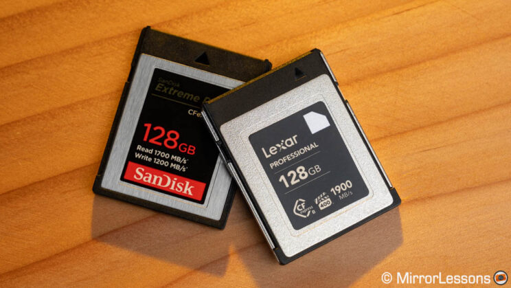 Sandisk Extreme Pro and Lexar Diamond CFexpress Type B cards