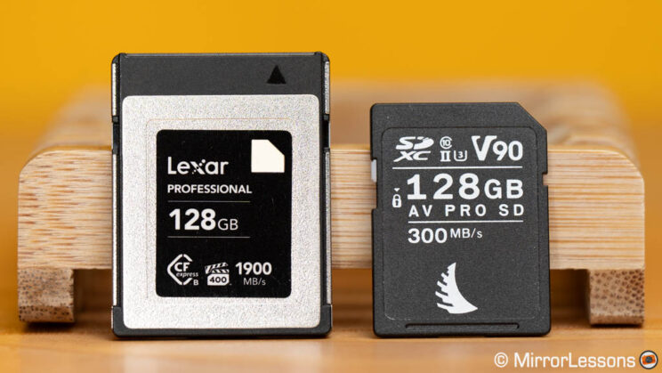 CFexpress Type B and SD card side by side