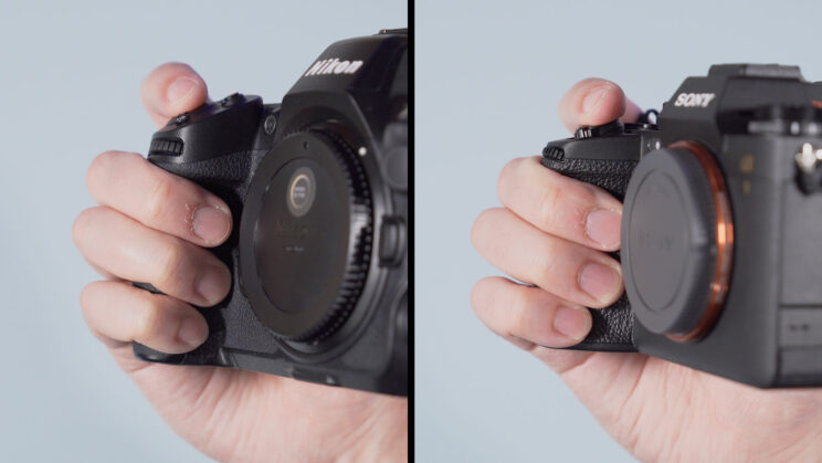 Comparison between the grip of the Nikon Z8 and Sony A1