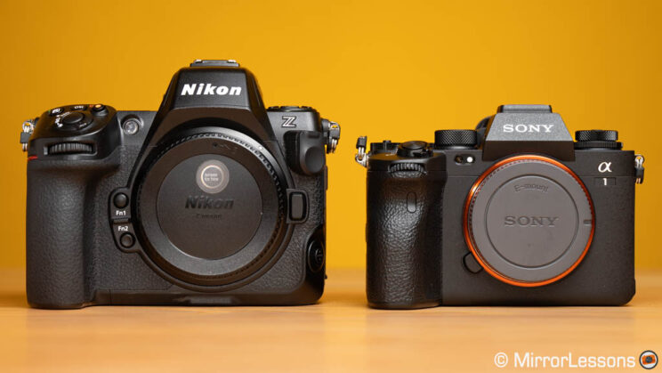 Nikon Z8 and Sony A1, front view