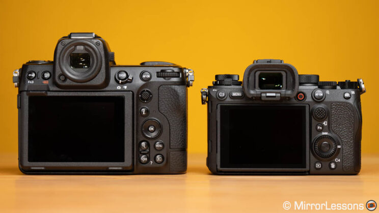 Nikon Z8 and Sony A1, rear view
