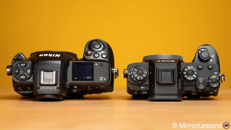 Nikon Z8 and Sony A1, top view