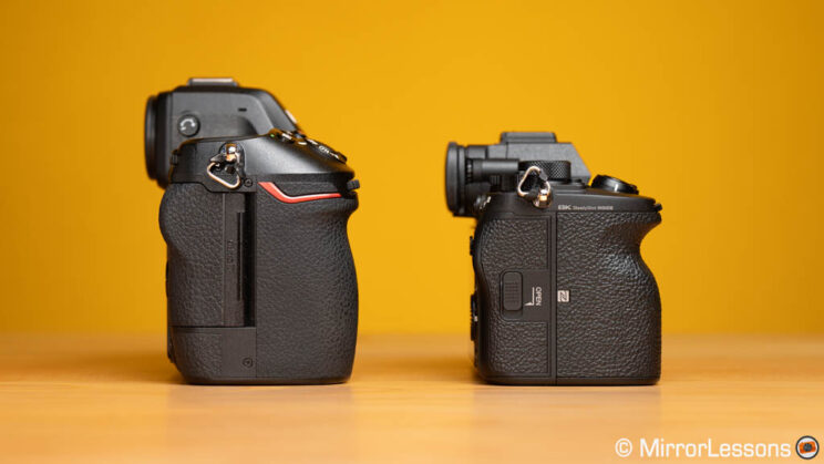 Nikon Z8 and Sony A1, side view