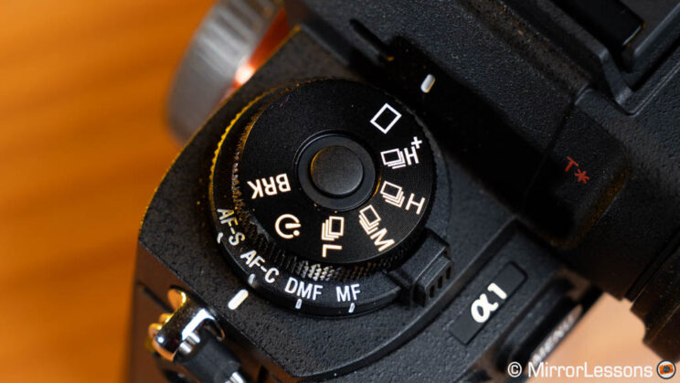 Drive and Focus Mode dials on the Sony A1