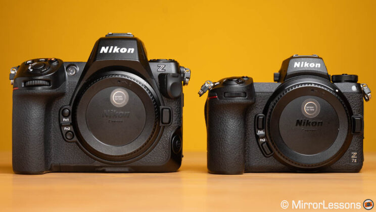 Nikon Z8 and Z7 II side by side, front view