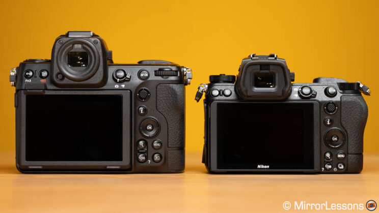 Nikon Z8 and Z7 II side by side, rear view