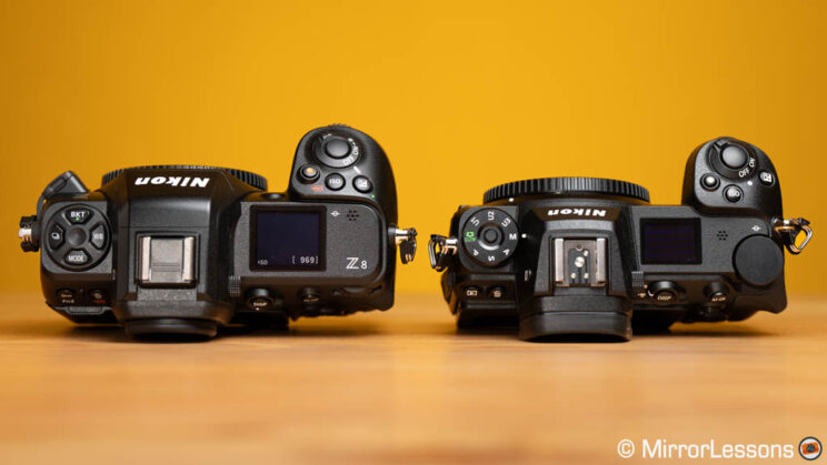 Nikon Z8 and Z7 II side by side, top view