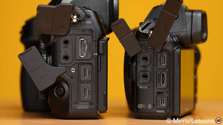 Connection ports on the Nikon Z8 and Z7 II