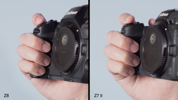 Comparsisong between the grip of the Z8 and Z7 II