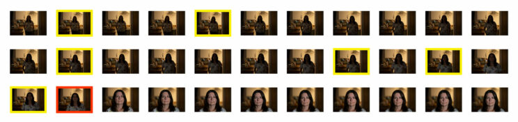 Thumbnail images showing the AF Test sequence in low light for the Nikon Z8 using focus priority.