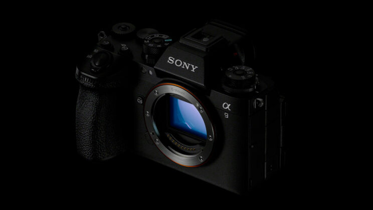 Still life shot of the Sony A9 III with sensor uncovered.