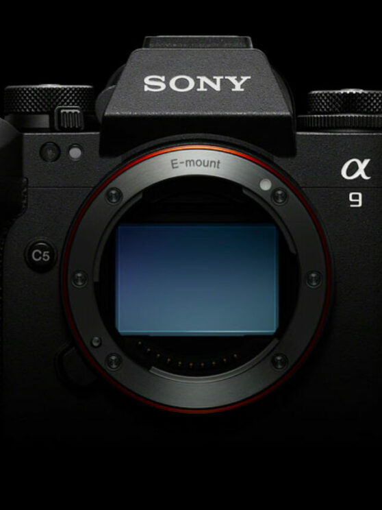 Still life shot of the Sony A9 III with sensor uncovered.