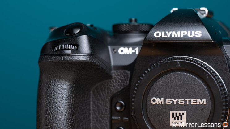 Close-up on the OM-1 grip