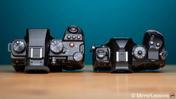 G9 II and OM-1 side by side, top view