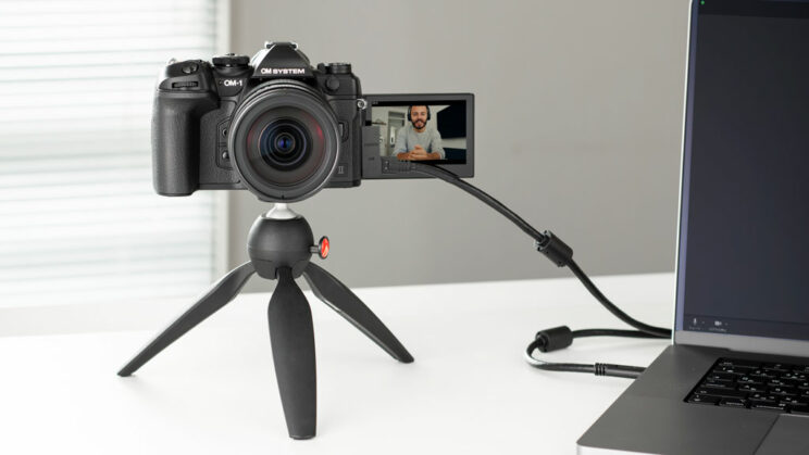OM-1 II connected to a laptop in webcam mode